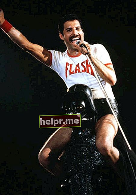 Freddie Mercury actuando en el concierto de música en 1980