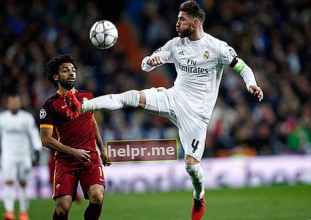 Sergio Ramos en duelo con Mohamed Salah durante un partido entre Real Madrid y Roma el 8 de marzo de 2016