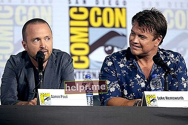 Luke (dreta) vist amb Aaron Paul a la San Diego Comic-Con 2019 per a Westworld
