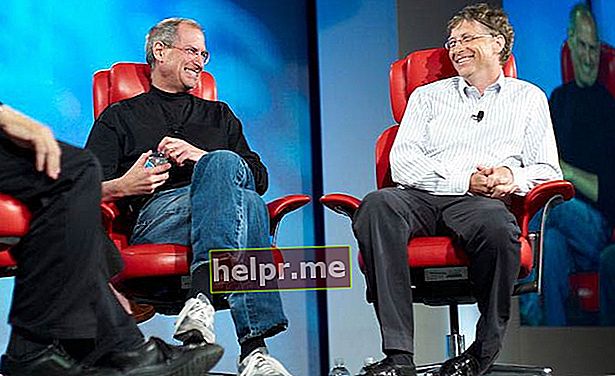 Steve Jobs și Bill Gates în timpul unui interviu cu Walter Mossberg și Kara Swisher în California în 2007