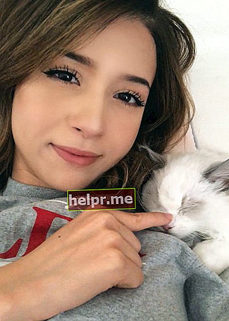 Pokimane en una selfie de Instagram con su gato como se vio en julio de 2018