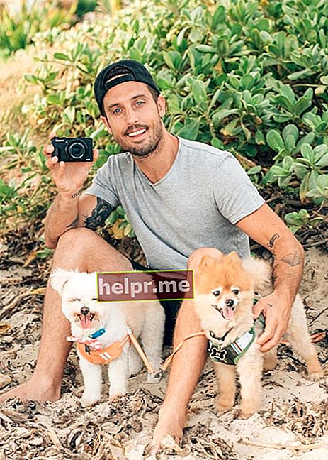 Sawyer Hartman kedvenc kutyáival, 2019 augusztusában látható
