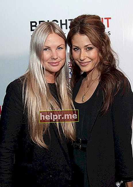 Amanda Crew (dreapta) așa cum s-a văzut în timp ce poza pentru o imagine împreună cu modelul Jessica Olafson în octombrie 2009