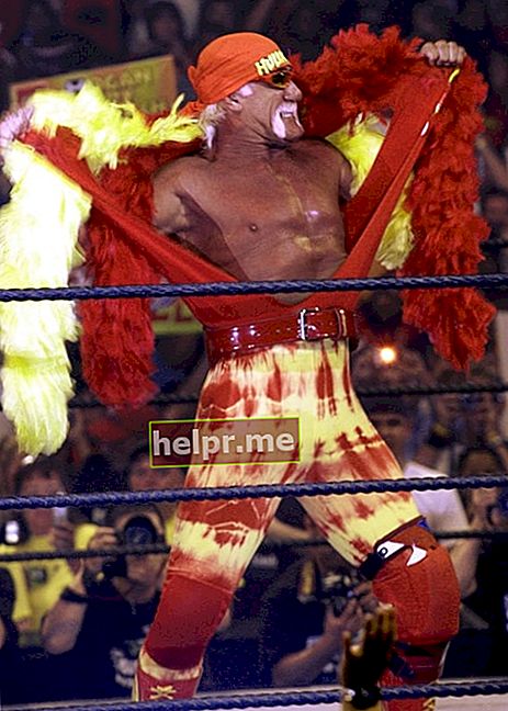Hulk Hogan pozând în interiorul ringului în august 2005